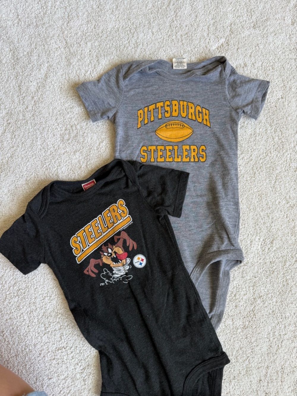 HOMAGE Gray Graphic Baby Onesie